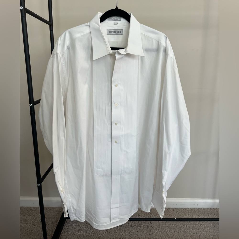 Geoffrey Beene tuxedo shirt, white.